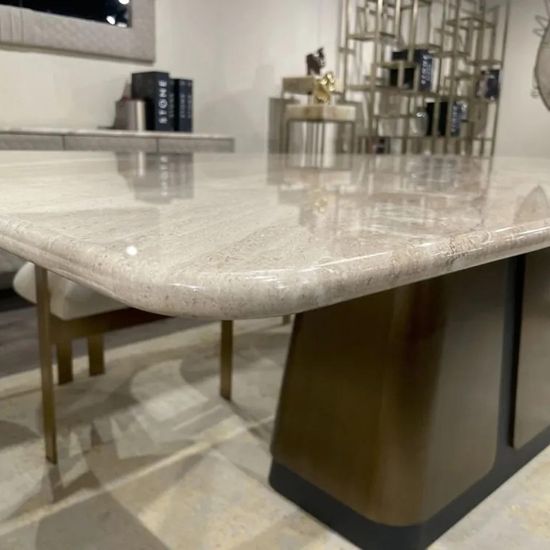 Compass Marble Pedestal Dining Table- Variation Available